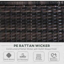 Rackhams 6 PC Rattan Sofa Coffee Table Set Sectional Wicker Weave Furniture for Garden Outdoor Conservatory w/ Pillow Cushion Brown - thumbnail 4