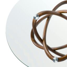 Rackhams Round tempered glass and walnut dining table 1020 - Ø130 x 75 - thumbnail 5