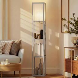 Rackhams Floor Lamp Reading Lamp with 3-Tier Storage Shelf Grey - thumbnail 1