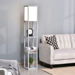 Rackhams Floor Lamp Reading Lamp with 3-Tier Storage Shelf Grey - thumbnail 3