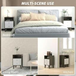 Rackhams Industrial-Scandinavian Mix Bedside Table, with Drawers and Shelf - thumbnail 6