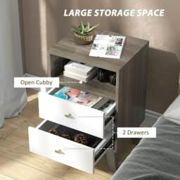 Rackhams Industrial-Scandinavian Mix Bedside Table, with Drawers and Shelf - thumbnail 4