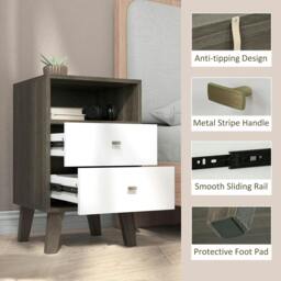Rackhams Industrial-Scandinavian Mix Bedside Table, with Drawers and Shelf - thumbnail 5