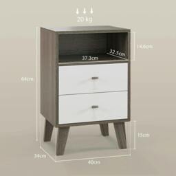 Rackhams Industrial-Scandinavian Mix Bedside Table, with Drawers and Shelf - thumbnail 3