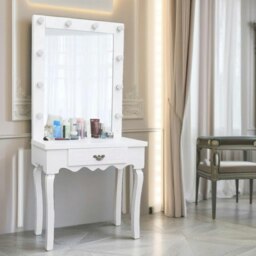 Rackhams 1 Drawer Dressing Table With LED Bulbs White - thumbnail 1