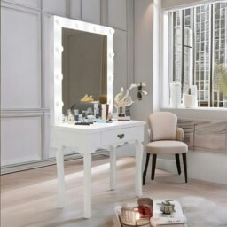 Rackhams 1 Drawer Dressing Table With LED Bulbs White - thumbnail 3