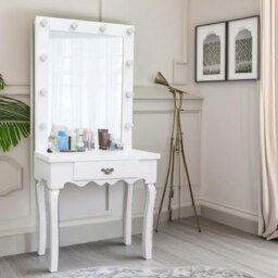 Rackhams 1 Drawer Dressing Table With LED Bulbs White - thumbnail 2