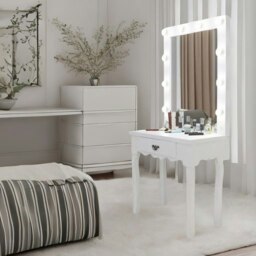 Rackhams 1 Drawer Dressing Table With LED Bulbs White - thumbnail 4