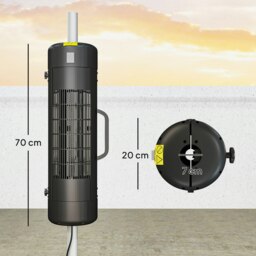 Rackhams Electric Parasol Mounted Patio Heater, Outdoor Heater, 2 Setting - Black - Dia. 20 x 70H cm - thumbnail 6