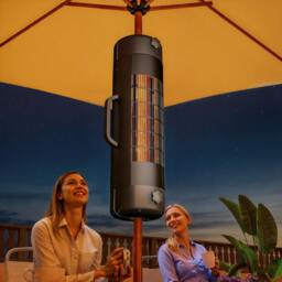 Rackhams Electric Parasol Mounted Patio Heater, Outdoor Heater, 2 Setting - Black - Dia. 20 x 70H cm - thumbnail 1