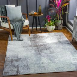 Rackhams Wanderlust-Abstract Blue Grey Black Modern Marble Rug - 200 x 275 cm - thumbnail 1