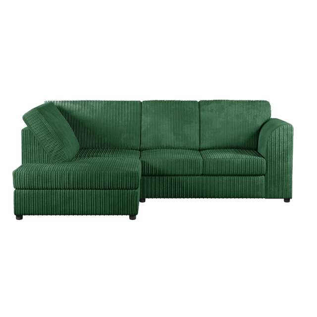 Rackhams Luxor Cord Fabric 4 Seater Corner Sofa Full Back - Green - Left Hand Facing - image 1