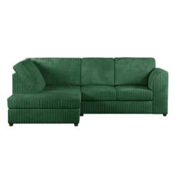 Rackhams Luxor Cord Fabric 4 Seater Corner Sofa Full Back - Green - Left Hand Facing