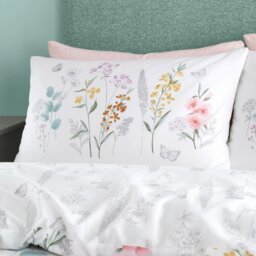 Rackhams Emilia Floral Reversible Duvet Cover Set - White / Green - King - thumbnail 3