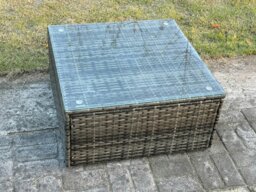 Rackhams 9 Seater Outdoor Garden Furniture Set Wicker PE Rattan Corner Sofa Sets with Square Coffee Table 3 Footstools Dark Grey Mixed - thumbnail 5