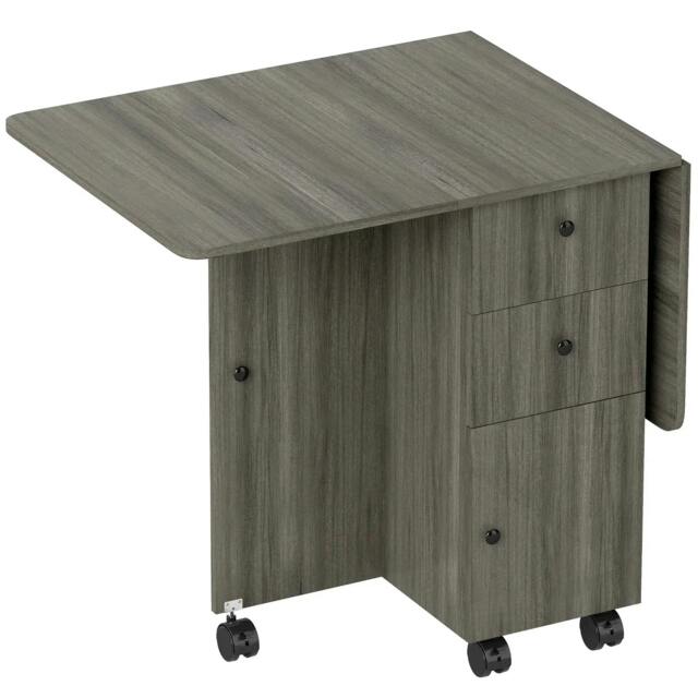 Rackhams Multi-Storage Six-Person Drop Leaf Dining Table - Grey - image 1