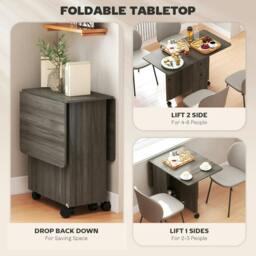 Rackhams Multi-Storage Six-Person Drop Leaf Dining Table - Grey - thumbnail 5