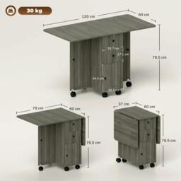 Rackhams Multi-Storage Six-Person Drop Leaf Dining Table - Grey - thumbnail 3