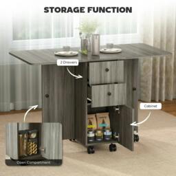 Rackhams Multi-Storage Six-Person Drop Leaf Dining Table - Grey - thumbnail 6