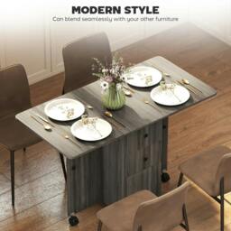 Rackhams Multi-Storage Six-Person Drop Leaf Dining Table - Grey - thumbnail 4
