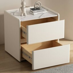 Rackhams Mursi Bedside Table, Solid Wood, Cream - 50CM - thumbnail 4