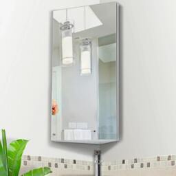 Rackhams Stainless Steel Wall mounted Bathroom Corner Mirror Storage Cabinet Single Door 300mm (W) - thumbnail 2