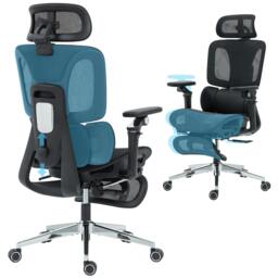 Rackhams Ergonomic Office Chair, Mesh Desk Chair with Lumbar Support, Footrest - Yes - 67W x 71D x 133H cm - Grey - thumbnail 3