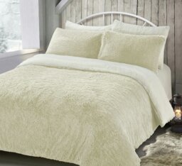 Rackhams Alaska Shaggy Faux Fur Fluffy and Warm Fleece Duvet Cover Set - Cream - Single - thumbnail 1