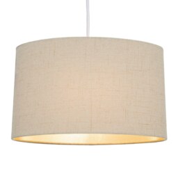 Rackhams Contemporary and Sleek Taupe Stitched Effect Linen Fabric Oval Lamp Shade - thumbnail 2
