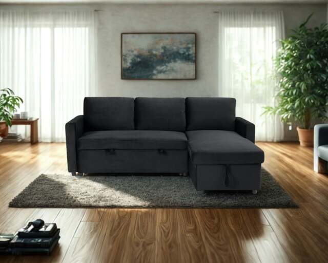Rackhams The Tranquilo 3 Seater Sofa Bed in Black or Navy - Navy - image 1