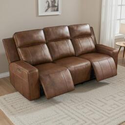 Rackhams Barcino Leather Look Electric Reclining Sofa Suite 3 + 2 USB Charging - Grey - thumbnail 4