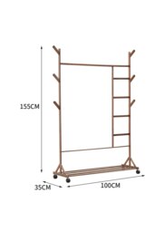 Rackhams Bamboo Clothes Rack with Bottom Shelf Shoe Clothing Storage Organizer - Brown - thumbnail 2
