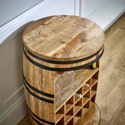 Rackhams Valor Solid Dark Mango Wood Barrel Wine Sideboard - Lacquered - Wood - 1 - thumbnail 5