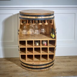 Rackhams Valor Solid Dark Mango Wood Barrel Wine Sideboard - Lacquered - Wood - 1 - thumbnail 2