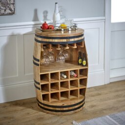 Rackhams Valor Solid Dark Mango Wood Barrel Wine Sideboard - Lacquered - Wood - 1 - thumbnail 1
