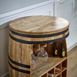 Rackhams Valor Solid Dark Mango Wood Barrel Wine Sideboard - Lacquered - Wood - 1 - thumbnail 4