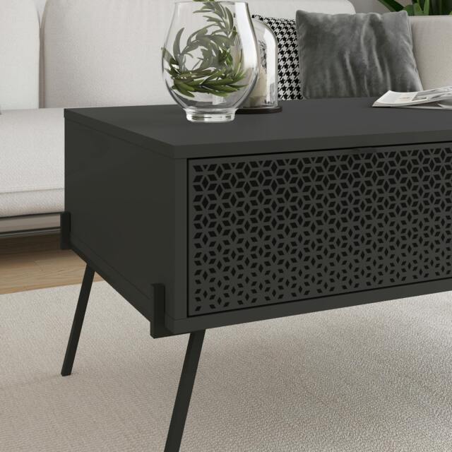 Rackhams Naive Anthracite Grey UV Pattern Coffee Table (W) 103cm - Anthracite - image 1