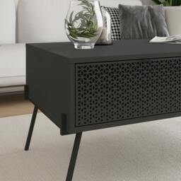 Rackhams Naive Anthracite Grey UV Pattern Coffee Table (W) 103cm - Anthracite - thumbnail 1