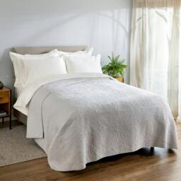 Rackhams Light Stone Quilted Cotton Bedspread - Single - thumbnail 3