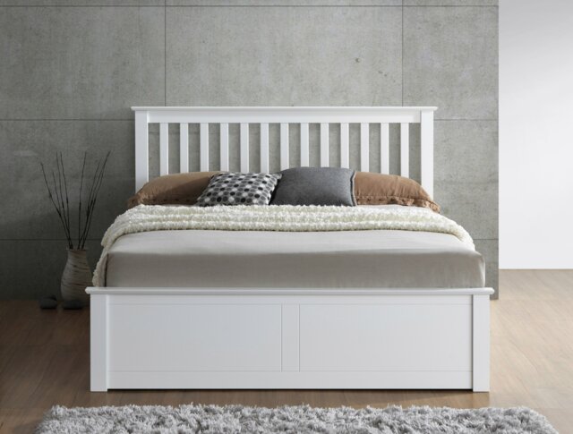 Rackhams Malmo White Wooden Ottoman Bed - Small Double - image 1