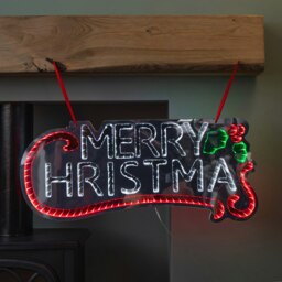 Rackhams 60cm Light up Hanging Merry Christmas Infinity Mirror Decoration with LEDs