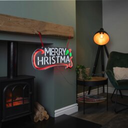 Rackhams 60cm Light up Hanging Merry Christmas Infinity Mirror Decoration with LEDs - thumbnail 2