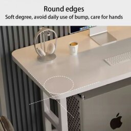 Rackhams 3-tier Height Adjustable Mobile Table Overbed Desk with Shelves Wheels - White - thumbnail 3