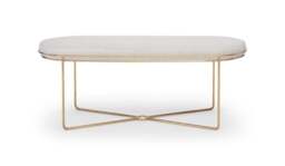 Rackhams Finn Ottoman Stools - Brushed Brass - Natural Seat Upholstery