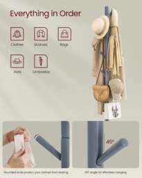 Rackhams Wooden Coat Stand with 3 Height Options and 8 Hanging Hooks - thumbnail 4