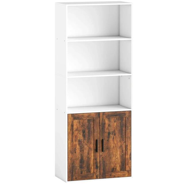 Rackhams 5-Tier Bookcase with Adjustable Shelf - Rustic Brown