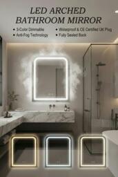 Rackhams Wall Mounted Oval LED Bathroom Mirror - White - One Size - thumbnail 4