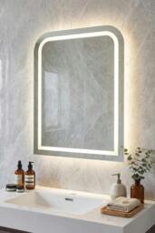 Rackhams Wall Mounted Oval LED Bathroom Mirror - White - One Size - thumbnail 1