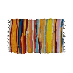 Rackhams Recycled Handmade Chindi Door Floor Mat 50x80cm, Multi - thumbnail 2