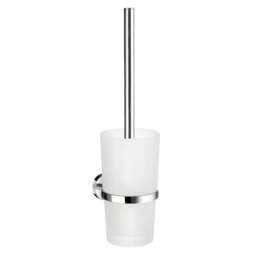 Rackhams Polished Chrome Toilet Brush and Frosted Glass Holder